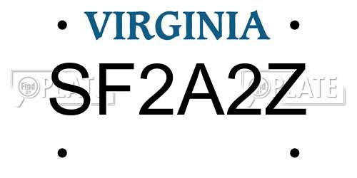SF2A2Z Virginia License Plate