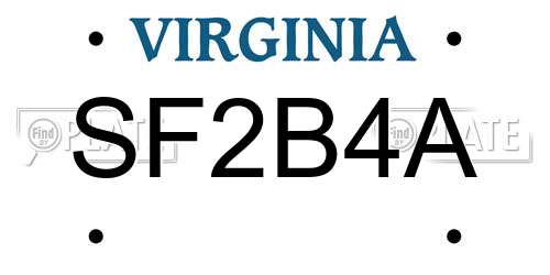 SF2B4A Virginia License Plate