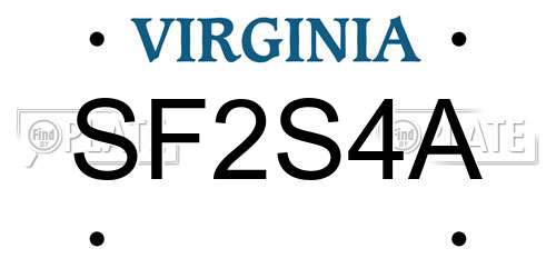 SF2S4A Virginia License Plate