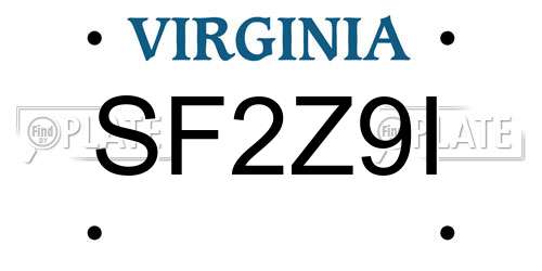 SF2Z9I Virginia License Plate
