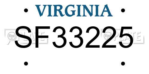 SF33225 Virginia License Plate