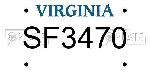 SF3470 Virginia License Plate