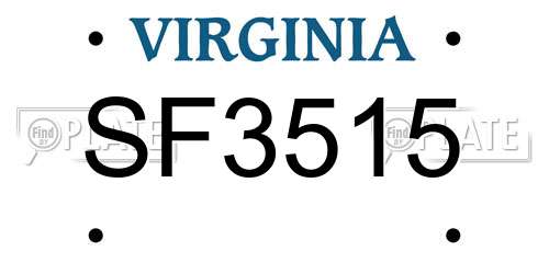 SF3515 Virginia License Plate