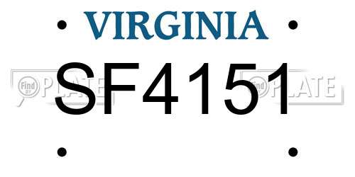 SF4151 Virginia License Plate