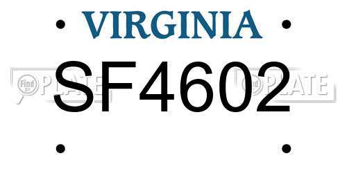 SF4602 Virginia License Plate