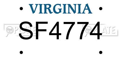 SF4774 Virginia License Plate