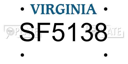 SF5138 Virginia License Plate