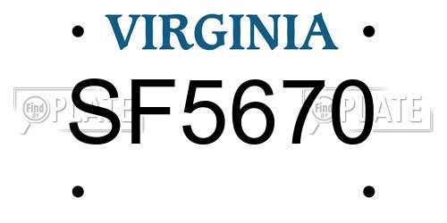 SF5670 Virginia License Plate