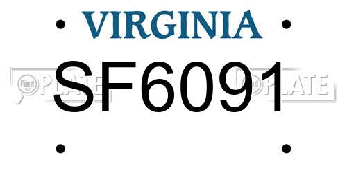 SF6091 Virginia License Plate