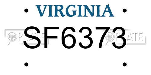 SF6373 Virginia License Plate