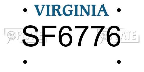 SF6776 Virginia License Plate