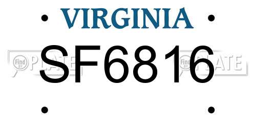 SF6816 Virginia License Plate