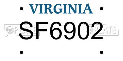 SF6902 Virginia License Plate