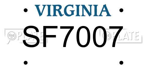 SF7007 Virginia License Plate
