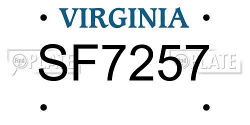 SF7257 Virginia License Plate