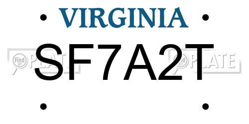 SF7A2T Virginia License Plate