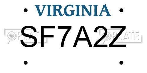 SF7A2Z Virginia License Plate
