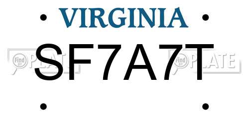 SF7A7T Virginia License Plate