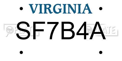 SF7B4A Virginia License Plate