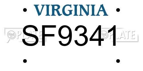 SF9341 Virginia License Plate