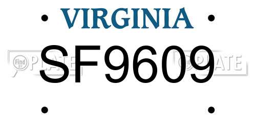 SF9609 Virginia License Plate