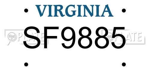 SF9885 Virginia License Plate