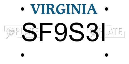 SF9S3I Virginia License Plate