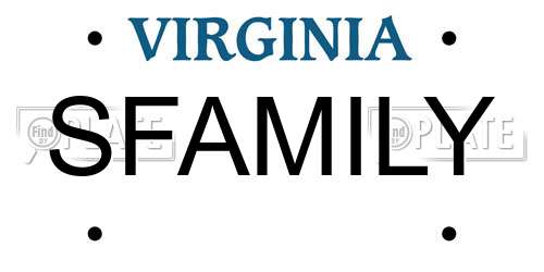 SFAMILY Virginia License Plate