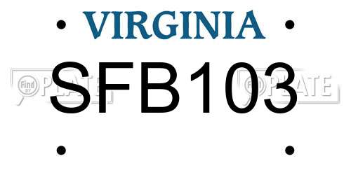 SFB103 Virginia License Plate