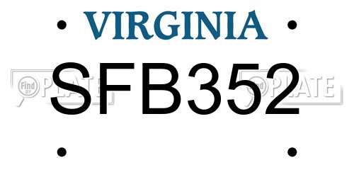 SFB352 Virginia License Plate