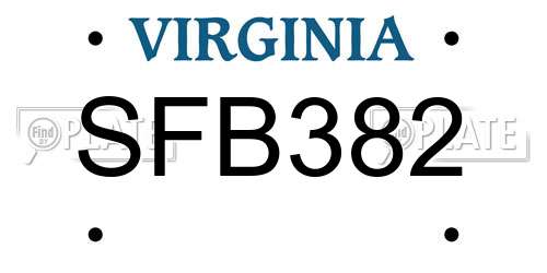 SFB382 Virginia License Plate