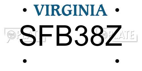 SFB38Z Virginia License Plate