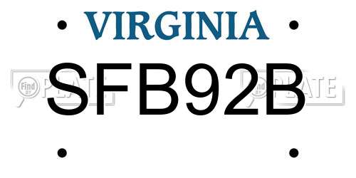 SFB92B Virginia License Plate