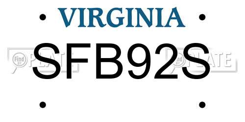 SFB92S Virginia License Plate