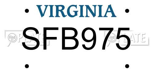 SFB975 Virginia License Plate