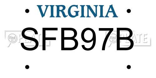 SFB97B Virginia License Plate
