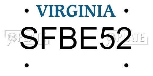 SFBE52 Virginia License Plate
