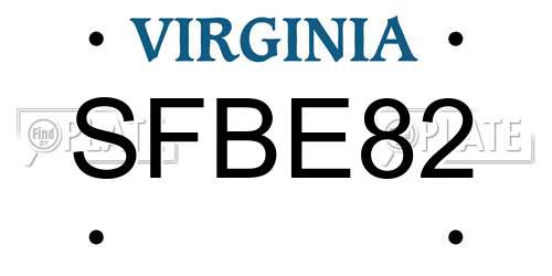 SFBE82 Virginia License Plate