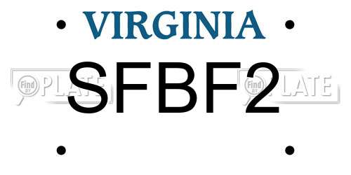 SFBF2 Virginia License Plate
