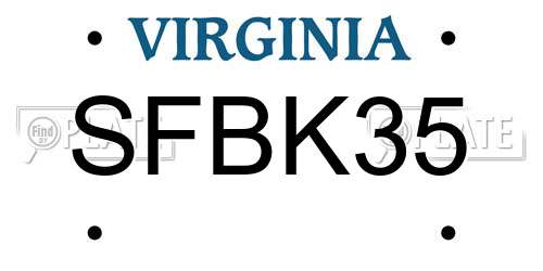 SFBK35 Virginia License Plate