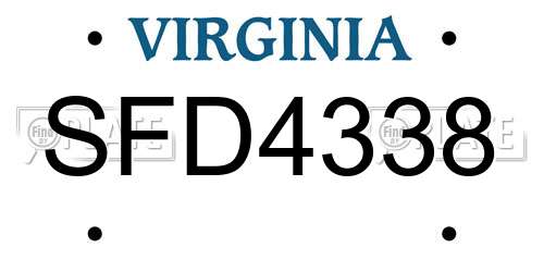 SFD4338 Virginia License Plate