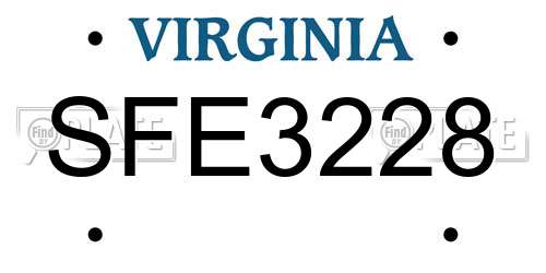 SFE3228 Virginia License Plate