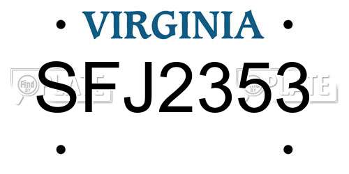 SFJ2353 Virginia License Plate