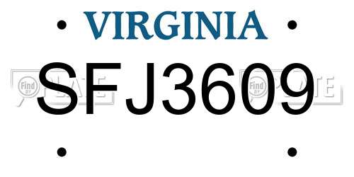 SFJ3609 Virginia License Plate