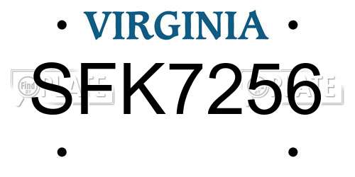SFK7256 Virginia License Plate