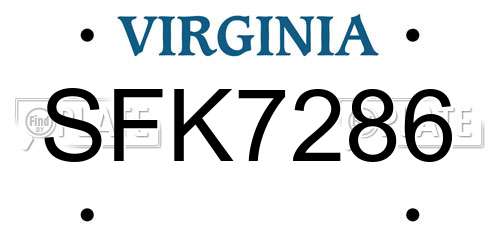 SFK7286 Virginia License Plate