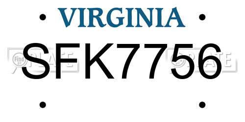 SFK7756 Virginia License Plate