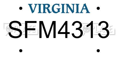SFM4313 Virginia License Plate