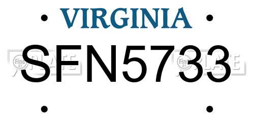 SFN5733 Virginia License Plate
