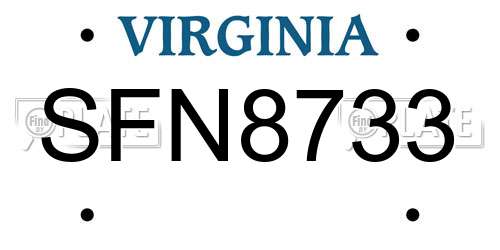 SFN8733 Virginia License Plate